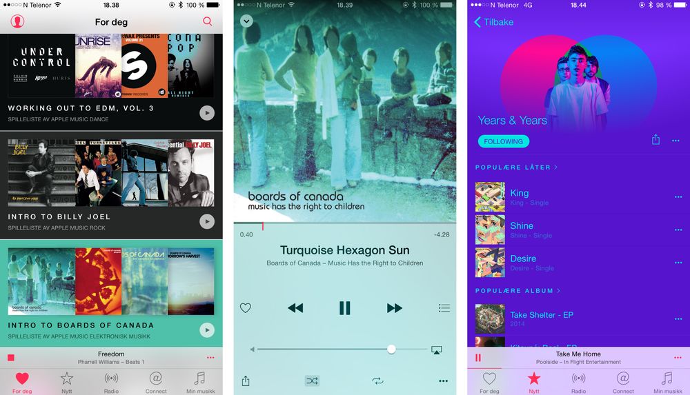 Enkelte elementer kjenner vi tydelig igjen fra andre strømmetjenester. Wimp, nå Tidal, var tidlig ute med musikkmisjon og tematiske spillelister. Fra Spotify kjenner vi artistsider med fargetema fra albumgrafikk og bilder.