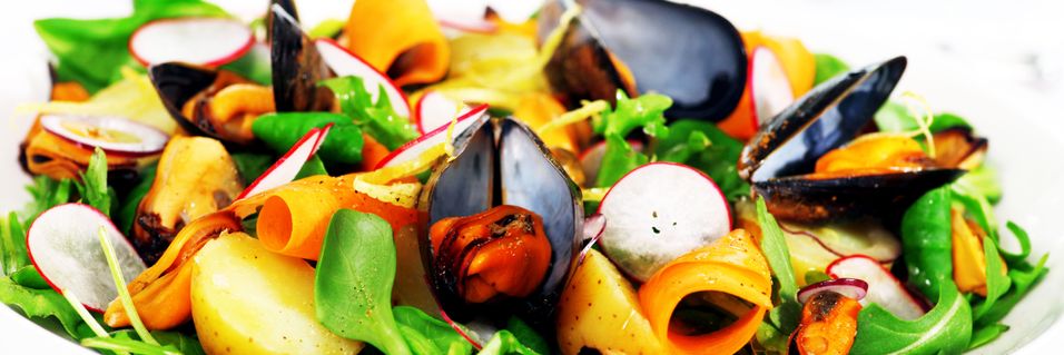 Blåskjellrester blir til en sommerlig salat