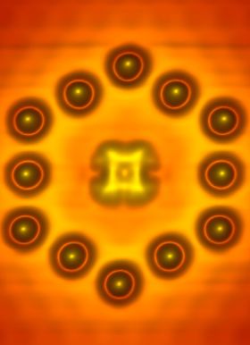 Transistoren bestod av ett organisk molekyl omgitt av 12 indium-atomer.