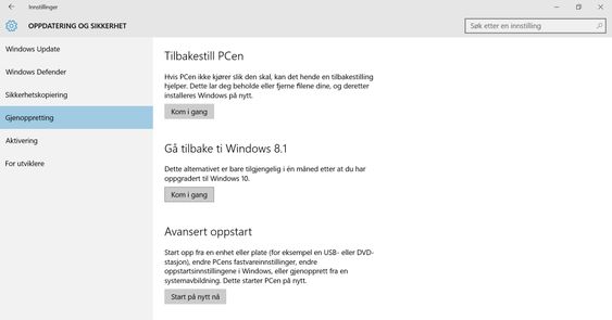 Den midterste knappen i denne delen av innstillingsmenyen setter igang nedgraderingsverktøyet.