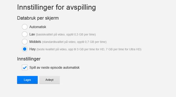 Gi Netflix beskjed om hvilken strømmekvalitet du ønsker.
