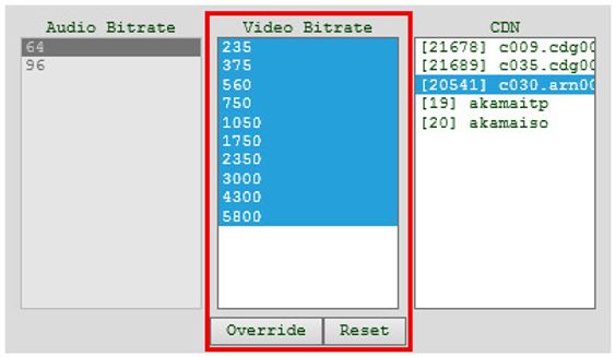 Slik ser menyen ut i Internet Explorer 11. Her kan du for eksempel ta bort alle valgene unntatt 5800 for å sikre at det kun er 1080p som brukes.
