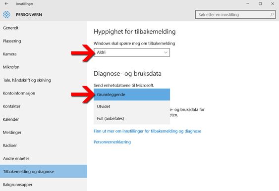 Dette er de to viktigste valgene du gjør for å begrense sporingen.