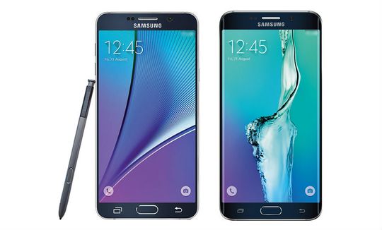 Dette er et offisielt pressebilde av både Galaxy Note 5 og Galaxy S6 Edge Plus som har lekket.