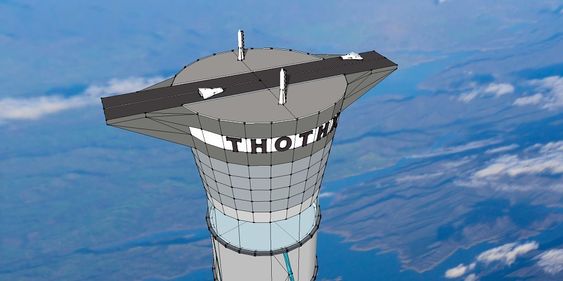 Rullebane for romskip, på toppen av tårnet. .