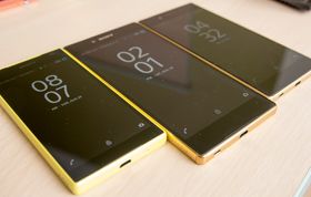 Her ser du alle størrelsene av de nye Z5-mobilen fra Sony.