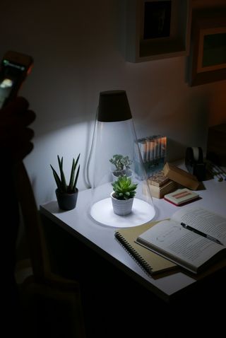 Denne kjeglen i glass er en høyttaler.