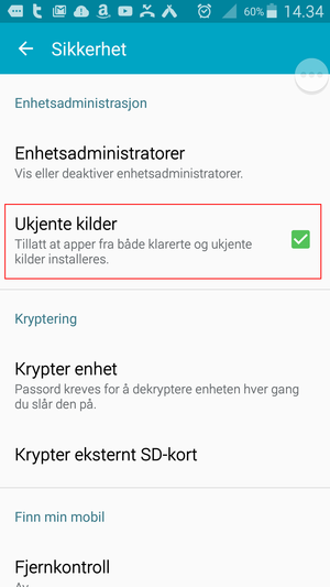 Her kan du sørge for at man ikke uten videre kan installere uoffisielle apper.
