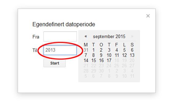 Skriver du inn 2013 her, får du alle resultater til og med 31. desember 2013.