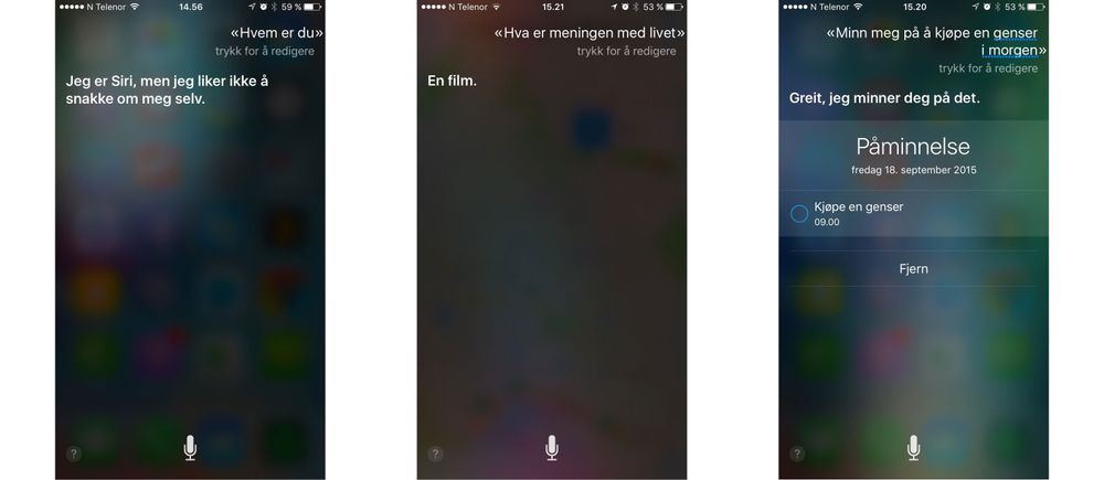 Norske Siri skjønner en del kommandoer.