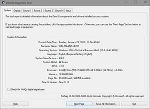 «Dxdiag» viser deg hvilken DirectX-versjon skjermkortet eller APU-en din støtter i Windows 10.