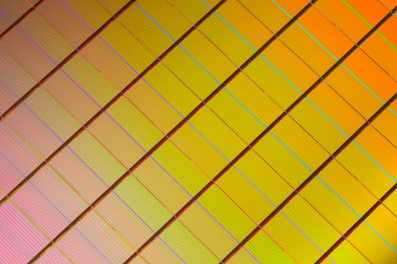 Nærbilde av en Xpoint-wafer.