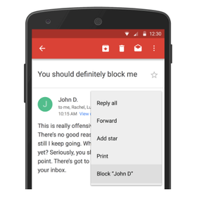 Slik vil blokkeringsfunksjonen se ut på Android.