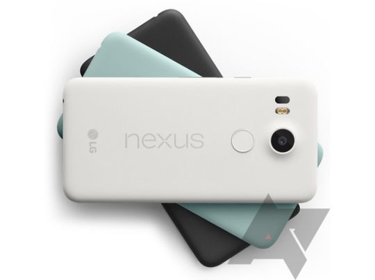 Nexus 5X skal komme i tre farger: hvit, blågrønn og svart.