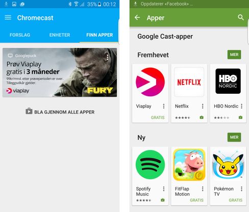 En egen oversikt skal hjelpe deg til å finne frem til apper som støtter Chromecast.