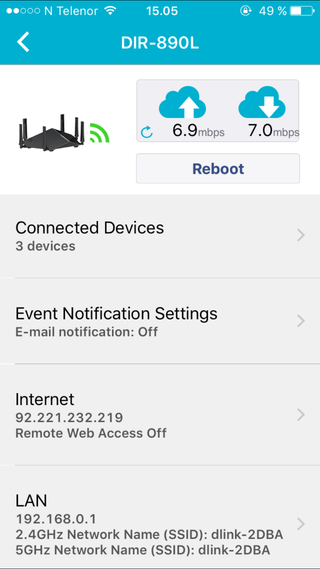 mydlink Lite-appen kunne godt hatt litt flere funksjoner, men vi liker muligheten til å strømme filer fra DLNA-serveren i ruteren.