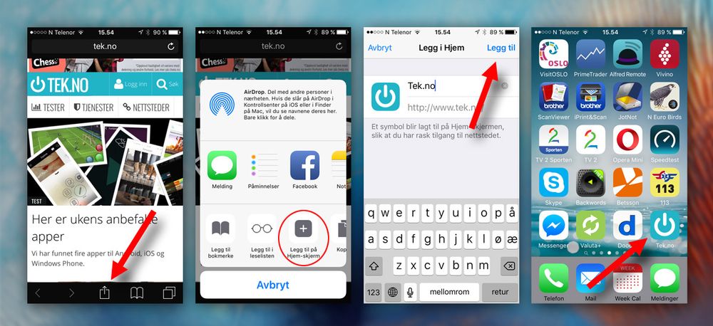 Safari er eneste alternativ for iOS-brukere på snarveisfronten, men heldigvis fungerer det hele bra. At du må bruke «Del»-knappen og deretter sveipe for å finne funksjonen virker imidlertid i overkant komplisert.