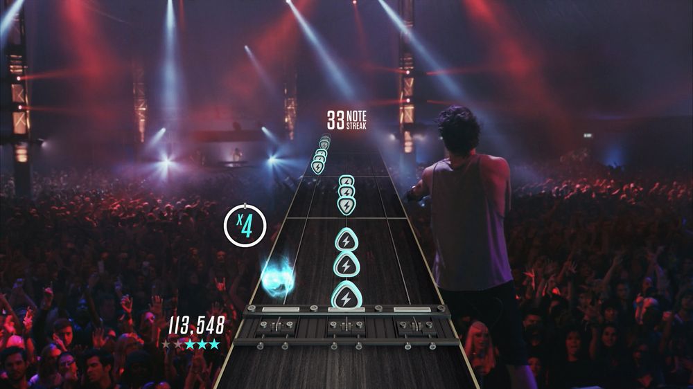 Slik ser det ut når man spiller Live-delen av Guitar Hero Live.