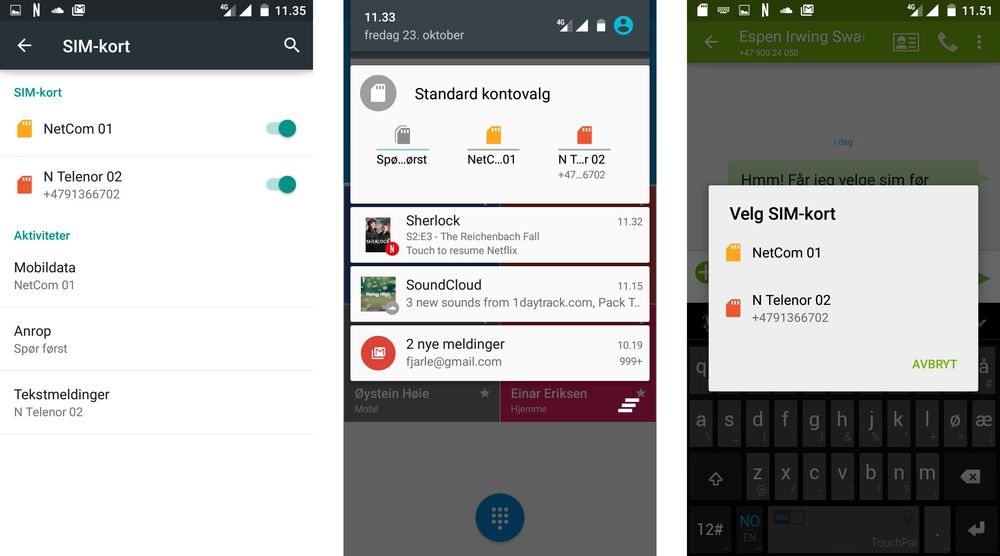 Du kan velge mellom støtte for ett SIM-kort og ett minnekort, eller støtte for to samtidige SIM. Dette er løst på en god måte i Blade V6.