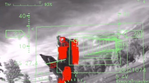 Dette er hva den autonome dronen ser. Rødt indikerer hindring.