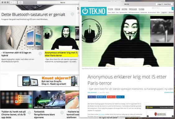 Trykker du hardt på en lenke på en nettside (markert i gult), vises en forhåndsvisning av hva som skjuler seg bak lenken.