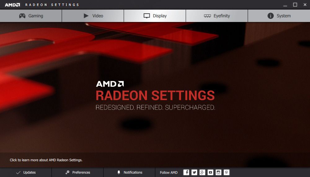 Nye Radeon Settings ser moderne og innbydende ut.