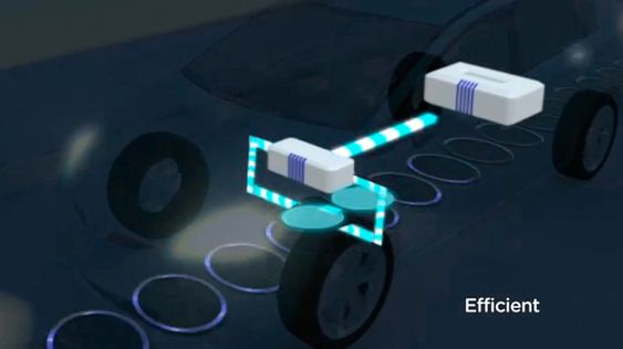Med kraftfirsyning i veibanen vil det ikke være nødvendig med store batteripakker for å kjøre lange avstander. Illustrasjonen viser Qualcomms Halo-system. 