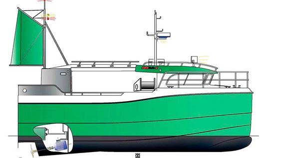 Hybridfiskebåden er konstruert som en vanlig sjark. 