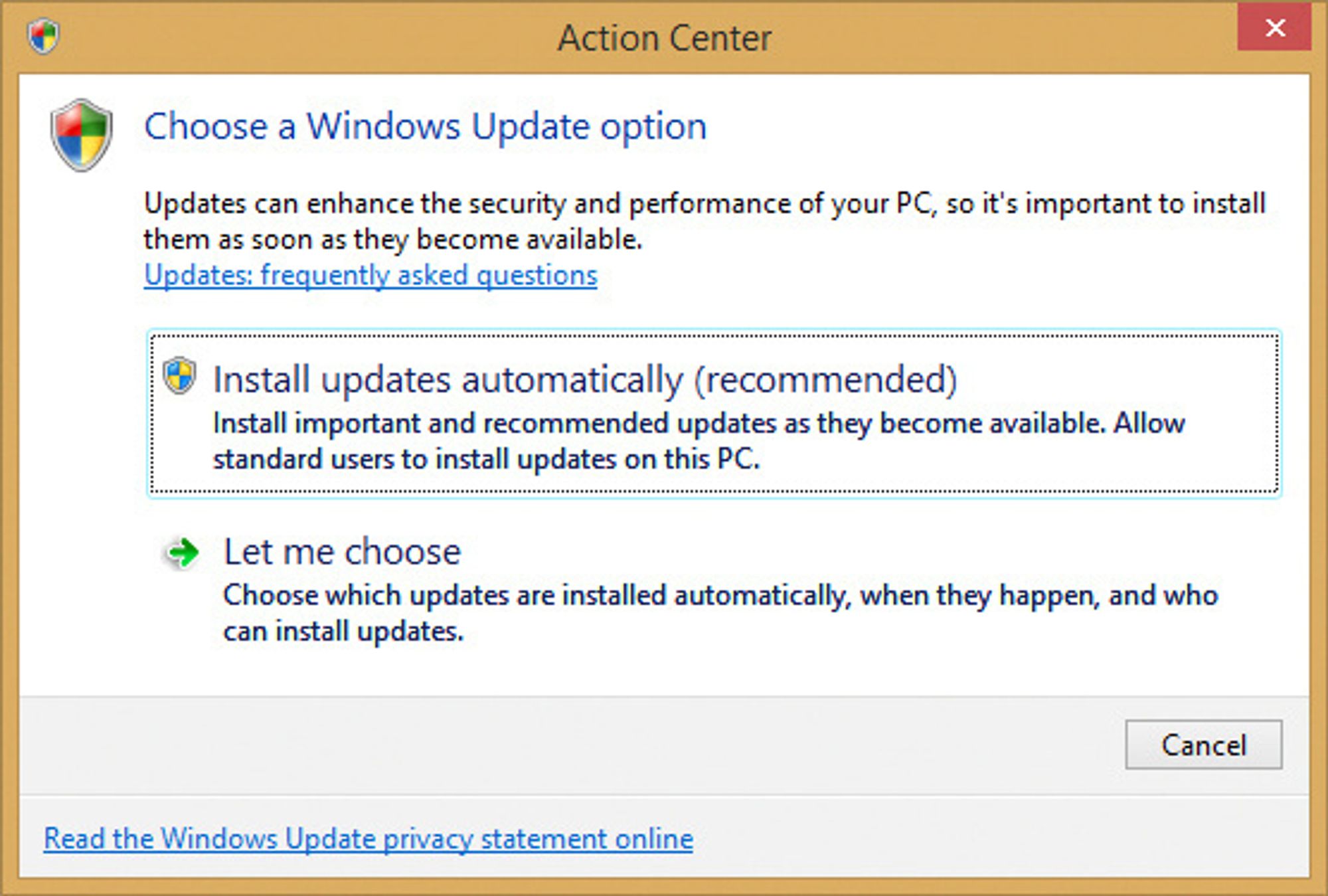 Windows Update - valg av automatisk oppdatering