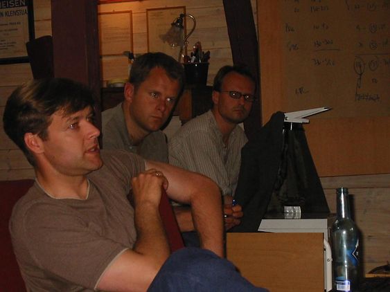 Lars Boilesen, Christian Jebsen og Håkon Wium Lie på seminar på Kleivstua i 2002.