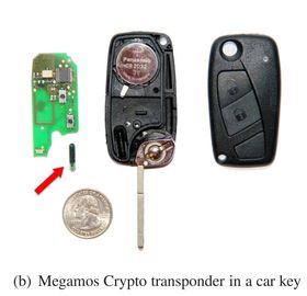 Bildet viser den aktuelle RFID-transponderen i en demontert bilnøkkel.