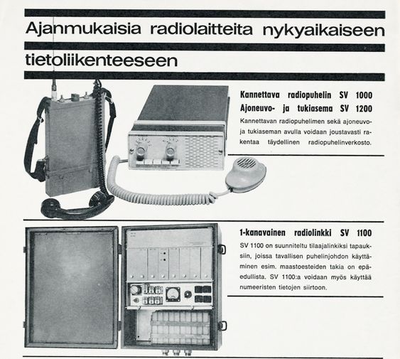 Annonse for radiotelefoni-enheter fra Nokia Electronics fra 1967.