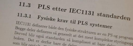 Sammentreff: Faksimile fra professor Liens bok om digital styring, hvor kapittelet om programmeringsspråket IEC1131 ved en tilfeldighet har fått nummer 11.3.1.