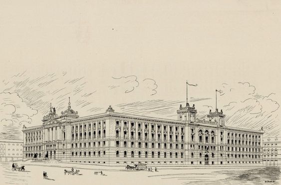 Forslag til utforming av regjeringskvartal 1892  
