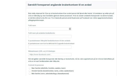 Har du ikke foretatt deg noe, må dine pårørende dokumentere ditt dødsfall til blant annet Facebook for å få kontoen stengt. Har de allerede passordet ditt kan de stenge kontoen på dine vegne. Skal det opprettes minneside må Facebook uansett underrettes.