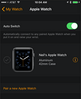 Slik skal den nye appen for Apple Watch-sammenkobling med iPhone/iPad se ut.