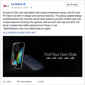 Slik ser Facebook-innlegget ut.