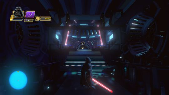 Har du kjøpt Darth Vader separat kan du spille ham i kampen mot seg selv. Her fra den ikoniske scenen i Episode VI.