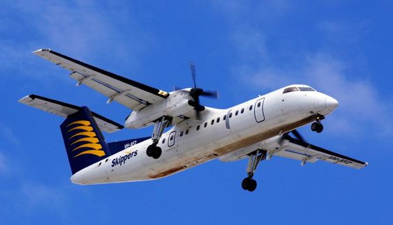 Det var et tilsvarende Dash 8-300 fra Skippers Aviation som så vidt klarte å unngå "midair"-kollisjon med en ubemannet luftfarkost.