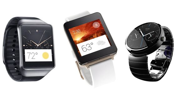 Fra venstre: Samsung Gear Live, LG G Watch og Motorola Moto360. 