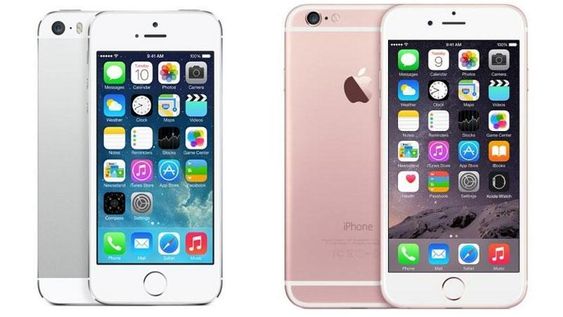Dette er selve opphavet, og de to forskjellige designretningene Apples minimobil kan la seg inspirere av. Til venstre: iPhone 5S. Til høyre: iPhone 6S.