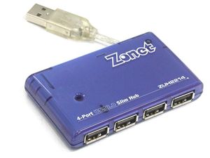 Zonet ZUH2214 4 Port USB 2.0 Slim Hub (w/power adapter)