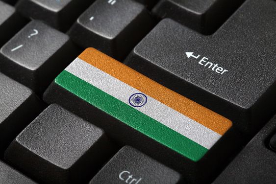 The Indian flag button on the keyboard. close-up 