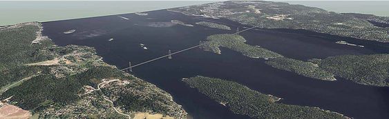 Hengebru over Oslofjorden ved Håøya.
