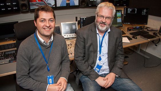 Are Tverberg, systemingeniør i TV 2 (til høyre), og Morten Larsen i Vizrt. 