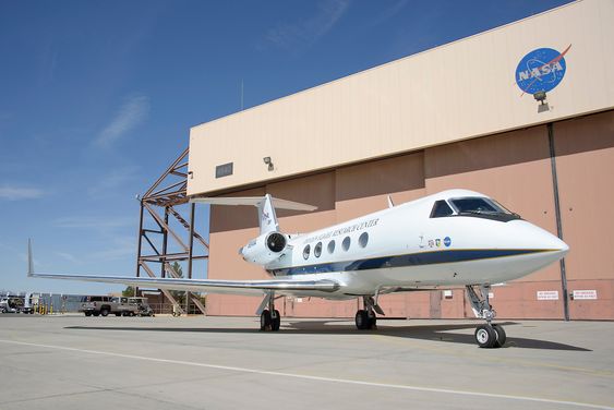 G-III ble opprinnelig konstruert som et forretningsfly, men tjener som testplattform hos Nasa her på deres Armstrong flight research center på flybasen Edwards i California. 