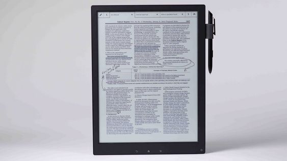 Sony Digital Paper er en ebokleser som også lar deg skrive på «papiret». Den benytter selskapets e-papirteknologi.  