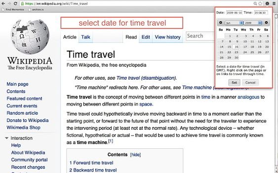 Memento er et Google Chrome-innstikk som lar deg reise tilbake i tid på nettsteder og lenker. 