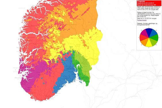 xgeo.no er enda mer avansert enn senorge.no og her kan du for eksempel få visualisert vindretningen i et område.