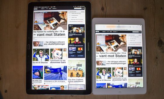 Svært: I forhold til en iPad Air er Note 12.2 en ganske røsslig sak, men du verden slik oversikt det gir på nettsidene.